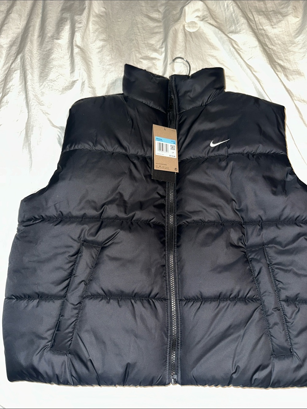 Nike Black Quilted Puffer Vest with White Swoosh